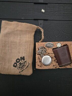 Vintage Spain Don Ramos 1950 Set in Cork and Bag leather wrapped box & watch